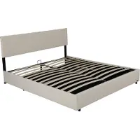 Corium Lit rembourré 'Juva' Cord avec sommier à lattes 160x200 cm Beige
