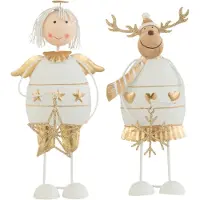 J-Line Ange/renne metal blanc/or small assortiment de 2