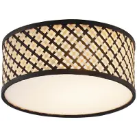 QAZQA Plafonnier rotin oriental avec cadre noir 30 cm - Tremmo