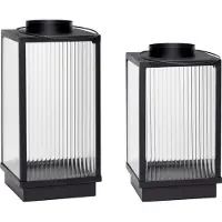 Hubsch Lanternes métal noir - lot de 2 pièces