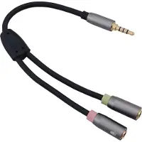 Helos Câble adaptateur, jack 3,5mm mâle / 2x jack 3,5mm femelle, PREMIUM, noir jack 3,5mm mâle / 2x jack (Adaptateur jack), Adaptateur audio, Noir, Gris