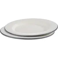 Aps Assiette plate en émail, diamètre : 260 mm, lot de 2, Assiettes, Argent