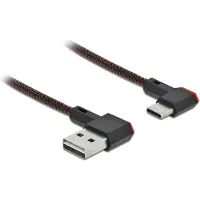 DeLOCK USB-A 2.0 Stecker < USB-C Stecker gewinkelt 0,2m SW