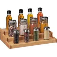 Relaxdays Etagère À Épices En Bambou, Condiments, Herbes, 3 Étages, Escalier Autonome Pour Plan , 9x38x22 Cm, Nature -