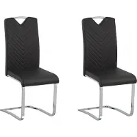 Beliani Lot de 2 chaises de salle à manger en simili cuir noir, console rembourrée à haut dossier, bureau, salle de conférence
