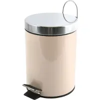 MSV Seau à cosmétique "Beige" Poubelle à pédale - 3 litres - avec seau intérieur amovible