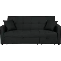 Beliani Canapé Convertible 3 Places Noir Glomma