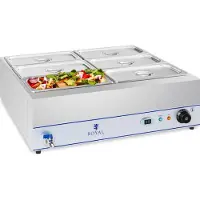 Royal Catering Bain-marie - 2 000 W - 6 x 1/3 GN - Robinet de vidange RCBM-6W-2000