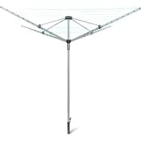 Relaxdays Séchoir à linge 49 m, H x l x P : 184 x 242 x 242 cm, corde résistante à la déchirure, base stable avec piquet, jardin, argent