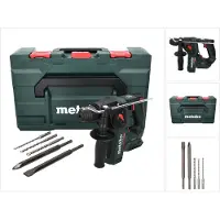 Metabo BH 18 LTX BL 16 Marteau perforateur sans fil 1,3 J SDS plus Brushless 18V + Coffret metaBOX + Set de 5 forets et burins - sans batterie, sans chargeur