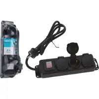 Fx Tools Rallonge électrique 3 prises 1,4 m avec interrupteur , câble 3 x 1,5 mm², noire