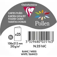 Pollen Clairefontaine Pollen DL - Blanc - 106 x 213 mm - 210 g/m² - 25 feuille(s) cartes à demi-pli prépliées