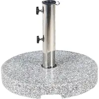 Beliani Base pour pied de parasol granit gris Acier inoxydable 45 x 45 cm 25 kg pied de parasol rond