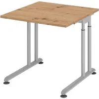 Hammerbacher Bureau pied en C 80x80cm chêne cendré/argenté (80 x 80 x 68 cm)