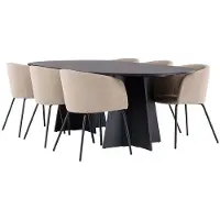 Ebuy24 bootcut ensemble pour salle à manger table noir et 6 berit chaises beige.