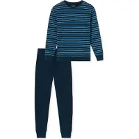 Schiesser Pyjama long ' UNCOVER Nightwear ' bleu foncé