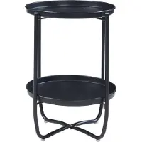 En.casa Table plateau 'Sandefjord' ronde avec 2 plateaux amovibles acier 57,5 x 40 cm noir