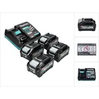 Makita Power Source Kit 40 V max. avec 4x BL 4040 batterie 4,0 Ah XGT ( 4x 191B26-6 ) + DC 40 RA chargeur rapide XGT LXT ( 191E07-8 )
