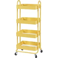 En.casa Chariot de cuisine 'Pyhäntä' avec 4 paniers de rangement 103,5 x 46 x 35 cm Acier Jaune