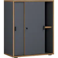 VCM Armoire de bureau à 2 compartiments Armoire à dossiers moderne à portes coulissantes Dimensions : H 74 x L 60 x P 37 cm ¿ Salia 2 compartiments