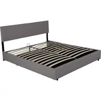 Corium Lit rembourré 'Juva' Cord avec sommier à lattes 160x200 cm Gris