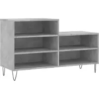 vidaXL Armoire à chaussures Gris béton 102x36x60 cm Bois d'ingénierie