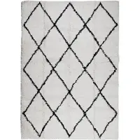 vidaXL Tapis shaggy à poils longs moderne crème et noir 140x200 cm