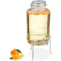 Relaxdays Distributeur de jus, Distributeur de boissons, Argent, Transparent