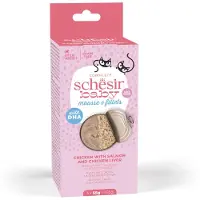 Schesir Baby Mousse & Fillets, Poulet et Saumon, nourriture humide en conserve sans céréales pour jeunes chats, (mousse), multipack, 55g x 3pcs