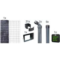 Alberts 693596 Fix-Clip Pro comme set complet de clôture, à bétonner avec genouillère, anthracite, hauteur 122 cm, longueur 10 m