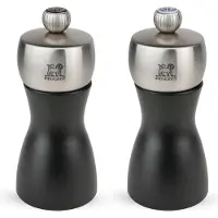 Peugeot Fidji Matt Moulins à poivre, ensemble de moulins à sel, acier inoxydable / bois de hêtre, noir, 12 cm, 2-21283