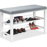 Merkloos banc à chaussures avec coussin - 50,5 x 82 x 33 cm - 2 étages - gris-blanc