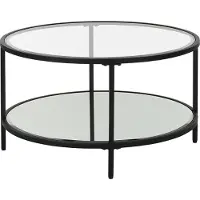Beliani Table basse avec miroir étagère verre Noir Birney Lumarko