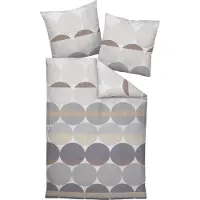 Janine linge de lit, 2 pièces - J.D., Mako-Satin, coton mercerisé, finition soie, Cercles Gris/Sable 135x200cm