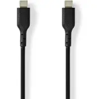 Nedis Câble USB | USB 2.0 | USB-C Mâle | USB-C Mâle | 240 W | 480 Mbps | Plaqué nickel | 2.00 m | Rond | PVC | Noir | Label