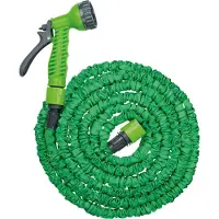 Kinzo Flexible Garden Hose 10M - Incl. attachement - Buse avec 7 modes de pulvérisation - Plastique - Vert/Gris