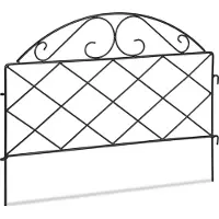 Relaxdays Clôture de parterre , H x L : 40 x 54,5 cm, 6 éléments, bordure de parterre à enfoncer, métal, style vintage, noir