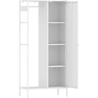En.casa Armoire 'Puumala' 180 x 80 x 45 cm Armoire penderie avec 4 compartiments et 1 tringle métal blanc