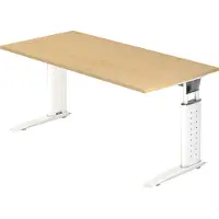 Hjh OFFICE PRO UNDA 16 W - 160 x 80, réglable en hauteur, érable/blanc