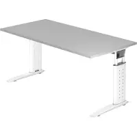 Hjh OFFICE PRO UNDA 16 W - 160 x 80, réglable en hauteur, gris/blanc