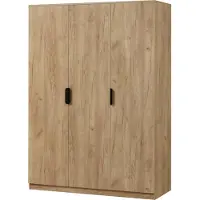 En.casa Armoire 'Eiselfing' 176 x 120 x 52 cm avec 3 portes, 1 tringle, 4 compartiments imitation chêne