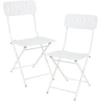 En.casa Chaise pliante 'Sande' set de 2 pièces acier 84,5 x 42 x 50 cm blanc