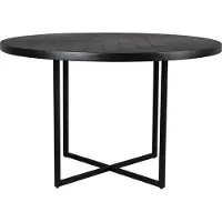 Dutchbone Class Table à manger ronde 120 cm Bois d'acacia Noir