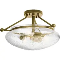 Kichler Plafonnier Belle en laiton brossé, 3xE14x40W, verre, dimensions : 26,6 x 43,1 x 43,1 cm, IP20, Quintiesse