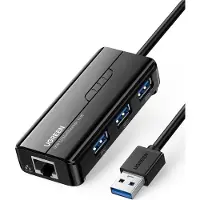 UGREEN HUB USB-A 3.0 vers 3x USB-A / 1x RJ45 1000 Mbps - Noir