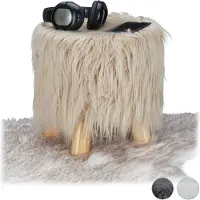 Relaxdays Tabouret fausse fourrure poils (31 x 31 cm)