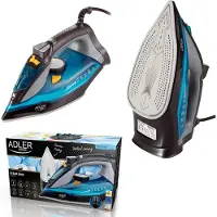 Adler Fer à repasser AD 5032, à sec, semelle céramique, noir, bleu, gris, 2400 W