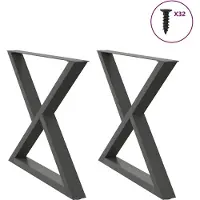 vidaXL Pieds de table de salle à manger 2 pièces Anthracite 90x(72-73,3) cm Acier