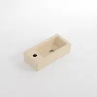 Qeramiq Dely Lavabo lave-mains - 38x18.5x9cm - céramique - trou de robinet à gauche - Beige mat E-8020L-MB