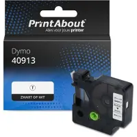 PrintAbout Ruban compatible pour Dymo 40913 (S0720680) - (9 mm) - Noir sur blanc